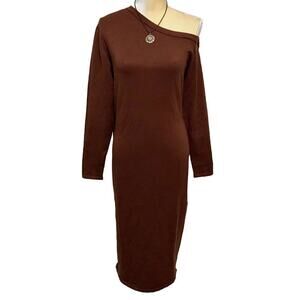 Blue Orchid NWT One Shoulder Midi Sweater Dress Women L